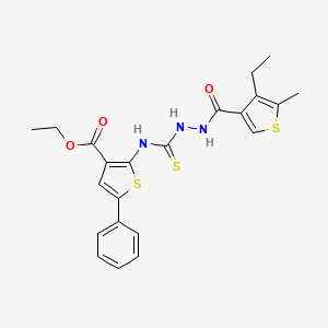 molecular formula C22H23N3O3S3 B4855558 ethyl 2-[({2-[(4-ethyl-5-methyl-3-thienyl)carbonyl]hydrazino}carbonothioyl)amino]-5-phenyl-3-thiophenecarboxylate 