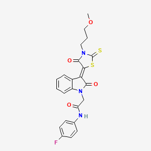 molecular formula C23H20FN3O4S2 B4855589 N-(4-fluorophenyl)-2-{3-[3-(3-methoxypropyl)-4-oxo-2-thioxo-1,3-thiazolidin-5-ylidene]-2-oxo-2,3-dihydro-1H-indol-1-yl}acetamide 