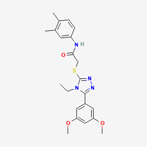 molecular formula C22H26N4O3S B4855616 2-{[5-(3,5-dimethoxyphenyl)-4-ethyl-4H-1,2,4-triazol-3-yl]thio}-N-(3,4-dimethylphenyl)acetamide 