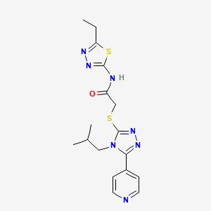 molecular formula C17H21N7OS2 B4855630 N-(5-ethyl-1,3,4-thiadiazol-2-yl)-2-{[4-isobutyl-5-(4-pyridinyl)-4H-1,2,4-triazol-3-yl]thio}acetamide 