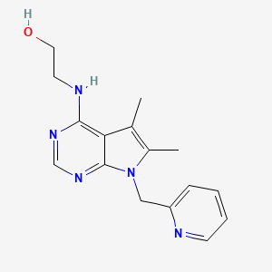 molecular formula C16H19N5O B4855640 2-{[5,6-dimethyl-7-(2-pyridinylmethyl)-7H-pyrrolo[2,3-d]pyrimidin-4-yl]amino}ethanol 