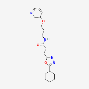 molecular formula C19H26N4O3 B4855662 3-(5-cyclohexyl-1,3,4-oxadiazol-2-yl)-N-[3-(3-pyridinyloxy)propyl]propanamide 