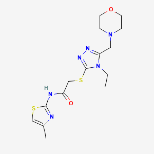 molecular formula C15H22N6O2S2 B4855691 2-{[4-ethyl-5-(4-morpholinylmethyl)-4H-1,2,4-triazol-3-yl]thio}-N-(4-methyl-1,3-thiazol-2-yl)acetamide 
