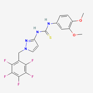 molecular formula C19H15F5N4O2S B4855705 N-(3,4-dimethoxyphenyl)-N'-[1-(pentafluorobenzyl)-1H-pyrazol-3-yl]thiourea 