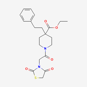 molecular formula C21H26N2O5S B4855736 ethyl 1-[(2,4-dioxo-1,3-thiazolidin-3-yl)acetyl]-4-(2-phenylethyl)-4-piperidinecarboxylate 