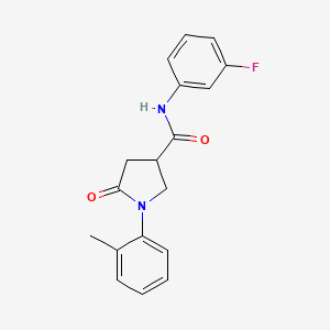 molecular formula C18H17FN2O2 B4855738 N-(3-fluorophenyl)-1-(2-methylphenyl)-5-oxopyrrolidine-3-carboxamide 