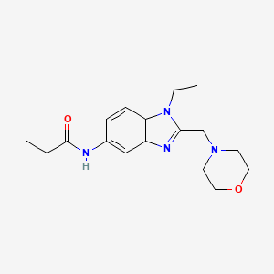 molecular formula C18H26N4O2 B4855745 N-[1-ethyl-2-(4-morpholinylmethyl)-1H-benzimidazol-5-yl]-2-methylpropanamide 