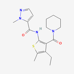 molecular formula C18H24N4O2S B4855761 N-[4-ethyl-5-methyl-3-(1-piperidinylcarbonyl)-2-thienyl]-1-methyl-1H-pyrazole-5-carboxamide 