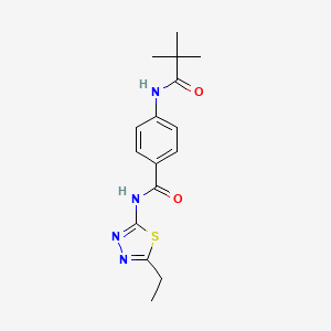 molecular formula C16H20N4O2S B4855766 4-[(2,2-dimethylpropanoyl)amino]-N-(5-ethyl-1,3,4-thiadiazol-2-yl)benzamide 