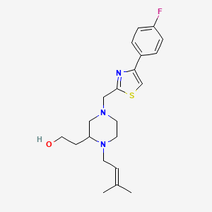 molecular formula C21H28FN3OS B4855792 2-[4-{[4-(4-fluorophenyl)-1,3-thiazol-2-yl]methyl}-1-(3-methyl-2-buten-1-yl)-2-piperazinyl]ethanol 