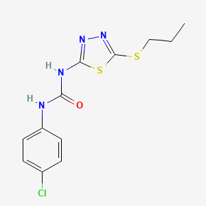 molecular formula C12H13ClN4OS2 B4855805 N-(4-chlorophenyl)-N'-[5-(propylthio)-1,3,4-thiadiazol-2-yl]urea 