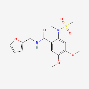 molecular formula C16H20N2O6S B4855813 N-(2-furylmethyl)-4,5-dimethoxy-2-[methyl(methylsulfonyl)amino]benzamide 