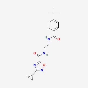 molecular formula C19H24N4O3 B4855830 N-{2-[(4-tert-butylbenzoyl)amino]ethyl}-3-cyclopropyl-1,2,4-oxadiazole-5-carboxamide 