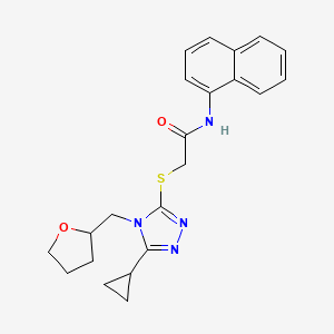 molecular formula C22H24N4O2S B4855847 2-{[5-cyclopropyl-4-(tetrahydro-2-furanylmethyl)-4H-1,2,4-triazol-3-yl]thio}-N-1-naphthylacetamide 