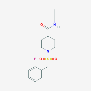 molecular formula C17H25FN2O3S B4855854 N-(tert-butyl)-1-[(2-fluorobenzyl)sulfonyl]-4-piperidinecarboxamide 
