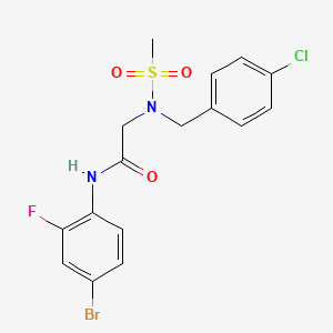 molecular formula C16H15BrClFN2O3S B4855869 N~1~-(4-bromo-2-fluorophenyl)-N~2~-(4-chlorobenzyl)-N~2~-(methylsulfonyl)glycinamide 