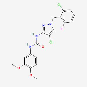 molecular formula C19H17Cl2FN4O3 B4855885 N-[4-chloro-1-(2-chloro-6-fluorobenzyl)-1H-pyrazol-3-yl]-N'-(3,4-dimethoxyphenyl)urea 