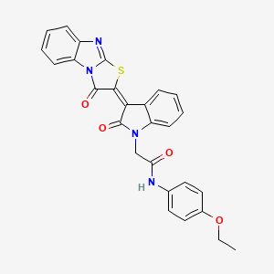 molecular formula C27H20N4O4S B4855908 N-(4-ethoxyphenyl)-2-[2-oxo-3-(3-oxo[1,3]thiazolo[3,2-a]benzimidazol-2(3H)-ylidene)-2,3-dihydro-1H-indol-1-yl]acetamide 