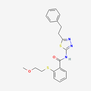 molecular formula C20H21N3O2S2 B4855914 2-[(2-methoxyethyl)thio]-N-[5-(2-phenylethyl)-1,3,4-thiadiazol-2-yl]benzamide 