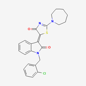 molecular formula C24H22ClN3O2S B4855936 3-[2-(1-azepanyl)-4-oxo-1,3-thiazol-5(4H)-ylidene]-1-(2-chlorobenzyl)-1,3-dihydro-2H-indol-2-one 