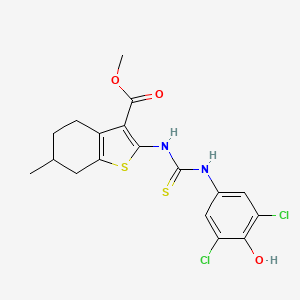 molecular formula C18H18Cl2N2O3S2 B4855974 methyl 2-({[(3,5-dichloro-4-hydroxyphenyl)amino]carbonothioyl}amino)-6-methyl-4,5,6,7-tetrahydro-1-benzothiophene-3-carboxylate 