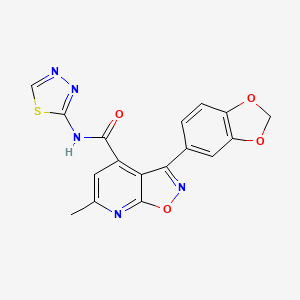 molecular formula C17H11N5O4S B4855983 3-(1,3-benzodioxol-5-yl)-6-methyl-N-1,3,4-thiadiazol-2-ylisoxazolo[5,4-b]pyridine-4-carboxamide 