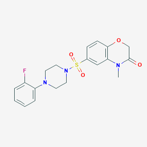 molecular formula C19H20FN3O4S B4855988 6-{[4-(2-fluorophenyl)-1-piperazinyl]sulfonyl}-4-methyl-2H-1,4-benzoxazin-3(4H)-one 