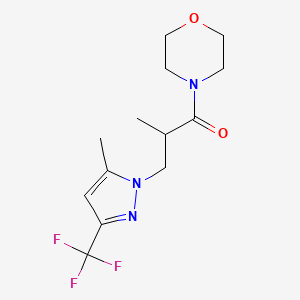 molecular formula C13H18F3N3O2 B4855995 4-{2-methyl-3-[5-methyl-3-(trifluoromethyl)-1H-pyrazol-1-yl]propanoyl}morpholine 