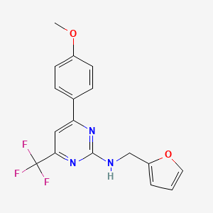 molecular formula C17H14F3N3O2 B4856028 N-(2-furylmethyl)-4-(4-methoxyphenyl)-6-(trifluoromethyl)-2-pyrimidinamine 