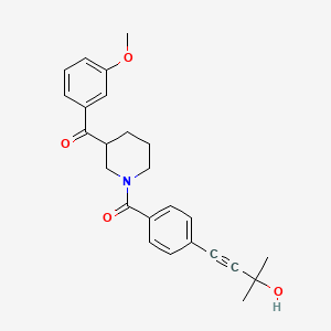 molecular formula C25H27NO4 B4856032 {1-[4-(3-hydroxy-3-methyl-1-butyn-1-yl)benzoyl]-3-piperidinyl}(3-methoxyphenyl)methanone 