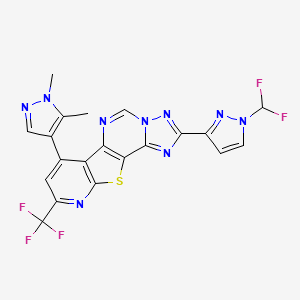 molecular formula C20H12F5N9S B4856048 2-[1-(difluoromethyl)-1H-pyrazol-3-yl]-7-(1,5-dimethyl-1H-pyrazol-4-yl)-9-(trifluoromethyl)pyrido[3',2':4,5]thieno[2,3-e][1,2,4]triazolo[1,5-c]pyrimidine 