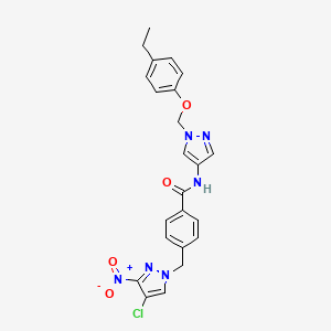 4-[(4-chloro-3-nitro-1H-pyrazol-1-yl)methyl]-N-{1-[(4-ethylphenoxy)methyl]-1H-pyrazol-4-yl}benzamide