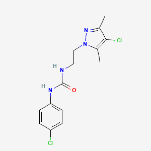 molecular formula C14H16Cl2N4O B4856094 N-[2-(4-chloro-3,5-dimethyl-1H-pyrazol-1-yl)ethyl]-N'-(4-chlorophenyl)urea 