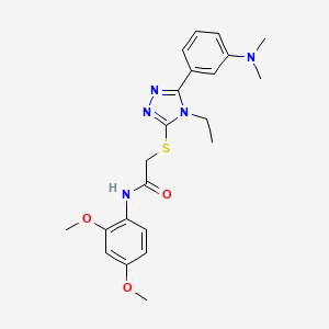 molecular formula C22H27N5O3S B4856105 N-(2,4-dimethoxyphenyl)-2-({5-[3-(dimethylamino)phenyl]-4-ethyl-4H-1,2,4-triazol-3-yl}thio)acetamide 