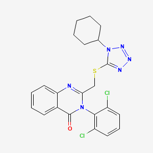 molecular formula C22H20Cl2N6OS B4856113 2-{[(1-cyclohexyl-1H-tetrazol-5-yl)thio]methyl}-3-(2,6-dichlorophenyl)-4(3H)-quinazolinone 