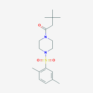 molecular formula C18H28N2O3S B4856125 1-(3,3-dimethylbutanoyl)-4-[(2,5-dimethylphenyl)sulfonyl]piperazine 
