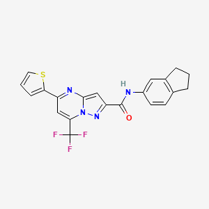 molecular formula C21H15F3N4OS B4856149 N-(2,3-dihydro-1H-inden-5-yl)-5-(2-thienyl)-7-(trifluoromethyl)pyrazolo[1,5-a]pyrimidine-2-carboxamide 