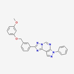 molecular formula C26H20N6O2 B4856172 2-{3-[(3-methoxyphenoxy)methyl]phenyl}-7-phenyl-7H-pyrazolo[4,3-e][1,2,4]triazolo[1,5-c]pyrimidine 