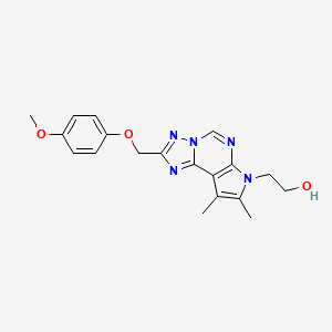 molecular formula C19H21N5O3 B4856210 2-{2-[(4-methoxyphenoxy)methyl]-8,9-dimethyl-7H-pyrrolo[3,2-e][1,2,4]triazolo[1,5-c]pyrimidin-7-yl}ethanol 