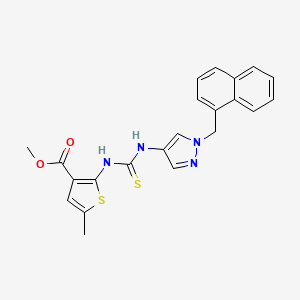 molecular formula C22H20N4O2S2 B4856230 methyl 5-methyl-2-[({[1-(1-naphthylmethyl)-1H-pyrazol-4-yl]amino}carbonothioyl)amino]-3-thiophenecarboxylate 