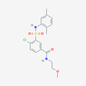 molecular formula C18H21ClN2O4S B4856242 4-chloro-3-{[(2,5-dimethylphenyl)amino]sulfonyl}-N-(2-methoxyethyl)benzamide 