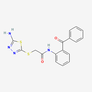 molecular formula C17H14N4O2S2 B4856277 2-[(5-amino-1,3,4-thiadiazol-2-yl)thio]-N-(2-benzoylphenyl)acetamide 