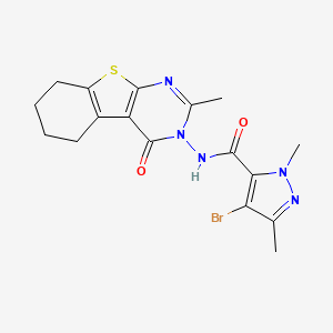 molecular formula C17H18BrN5O2S B4856285 4-bromo-1,3-dimethyl-N-(2-methyl-4-oxo-5,6,7,8-tetrahydro[1]benzothieno[2,3-d]pyrimidin-3(4H)-yl)-1H-pyrazole-5-carboxamide 