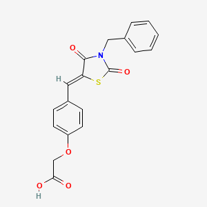 molecular formula C19H15NO5S B4856317 {4-[(3-benzyl-2,4-dioxo-1,3-thiazolidin-5-ylidene)methyl]phenoxy}acetic acid 