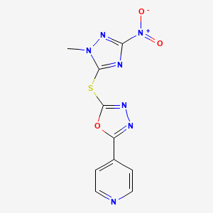 molecular formula C10H7N7O3S B4856320 4-{5-[(1-methyl-3-nitro-1H-1,2,4-triazol-5-yl)thio]-1,3,4-oxadiazol-2-yl}pyridine 