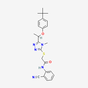 molecular formula C24H27N5O2S B4856365 2-({5-[1-(4-tert-butylphenoxy)ethyl]-4-methyl-4H-1,2,4-triazol-3-yl}thio)-N-(2-cyanophenyl)acetamide 