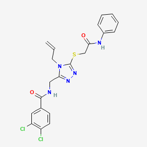 molecular formula C21H19Cl2N5O2S B4856452 N-({4-allyl-5-[(2-anilino-2-oxoethyl)thio]-4H-1,2,4-triazol-3-yl}methyl)-3,4-dichlorobenzamide 