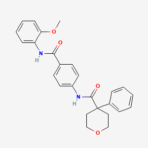 molecular formula C26H26N2O4 B4856474 N-(4-{[(2-methoxyphenyl)amino]carbonyl}phenyl)-4-phenyltetrahydro-2H-pyran-4-carboxamide 