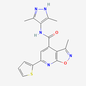 molecular formula C17H15N5O2S B4856481 N-(3,5-dimethyl-1H-pyrazol-4-yl)-3-methyl-6-(2-thienyl)isoxazolo[5,4-b]pyridine-4-carboxamide 