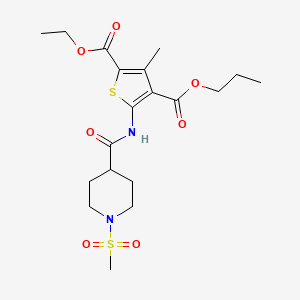 molecular formula C19H28N2O7S2 B4856525 2-ethyl 4-propyl 3-methyl-5-({[1-(methylsulfonyl)-4-piperidinyl]carbonyl}amino)-2,4-thiophenedicarboxylate 